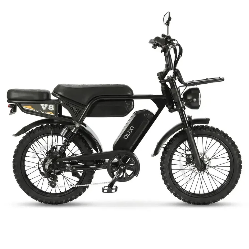 OUXI V8 Ultra Max - Skinnybike - Schwarz (inkl. Rücksitz, Frontgepäckträger & Alarmanlage)OUXI V8 Ultra Max - Skinnybike - Schwarz (inkl. Rücksitz, Frontgepäckträger & Alarmanlage)