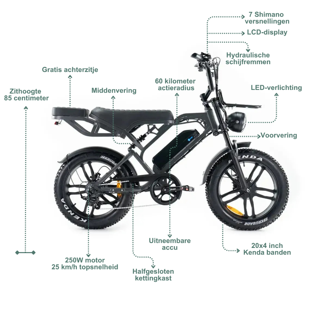 QMWHEEL V20 Pro - Dunkelgrau (inkl. Rücksitzbank, Frontgepäckträger & Alarmanlage)