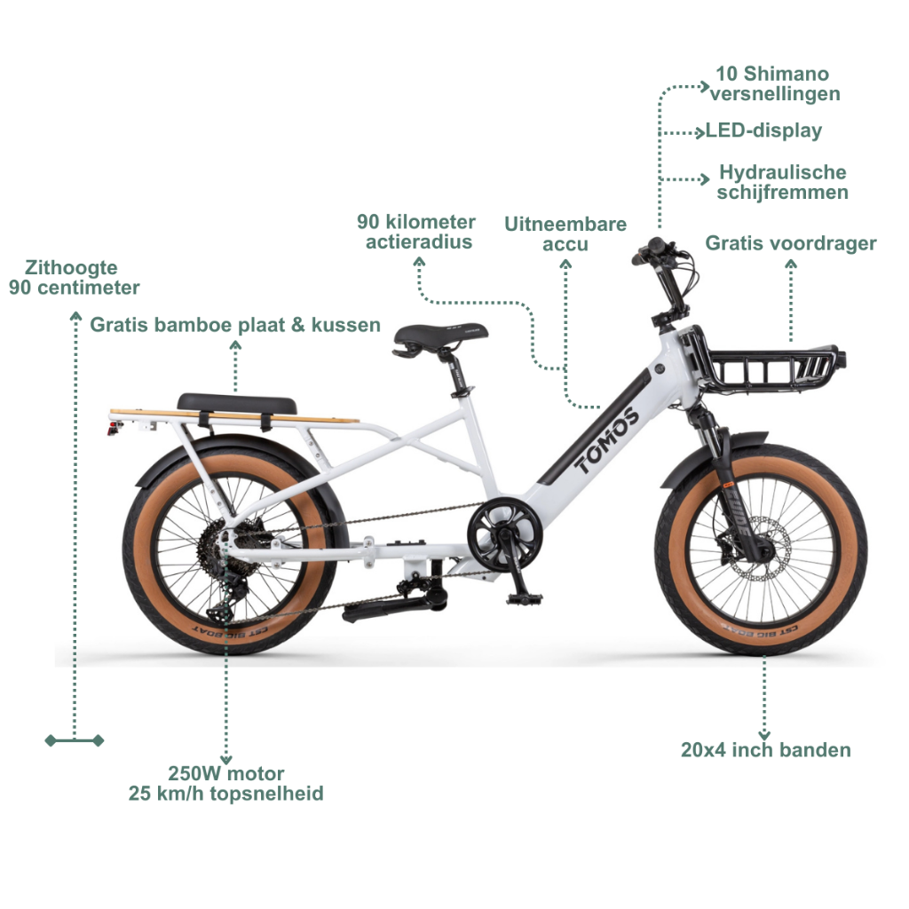 TOMOS E-Cargo Fat 2 Longtail | Glänzend Weiß