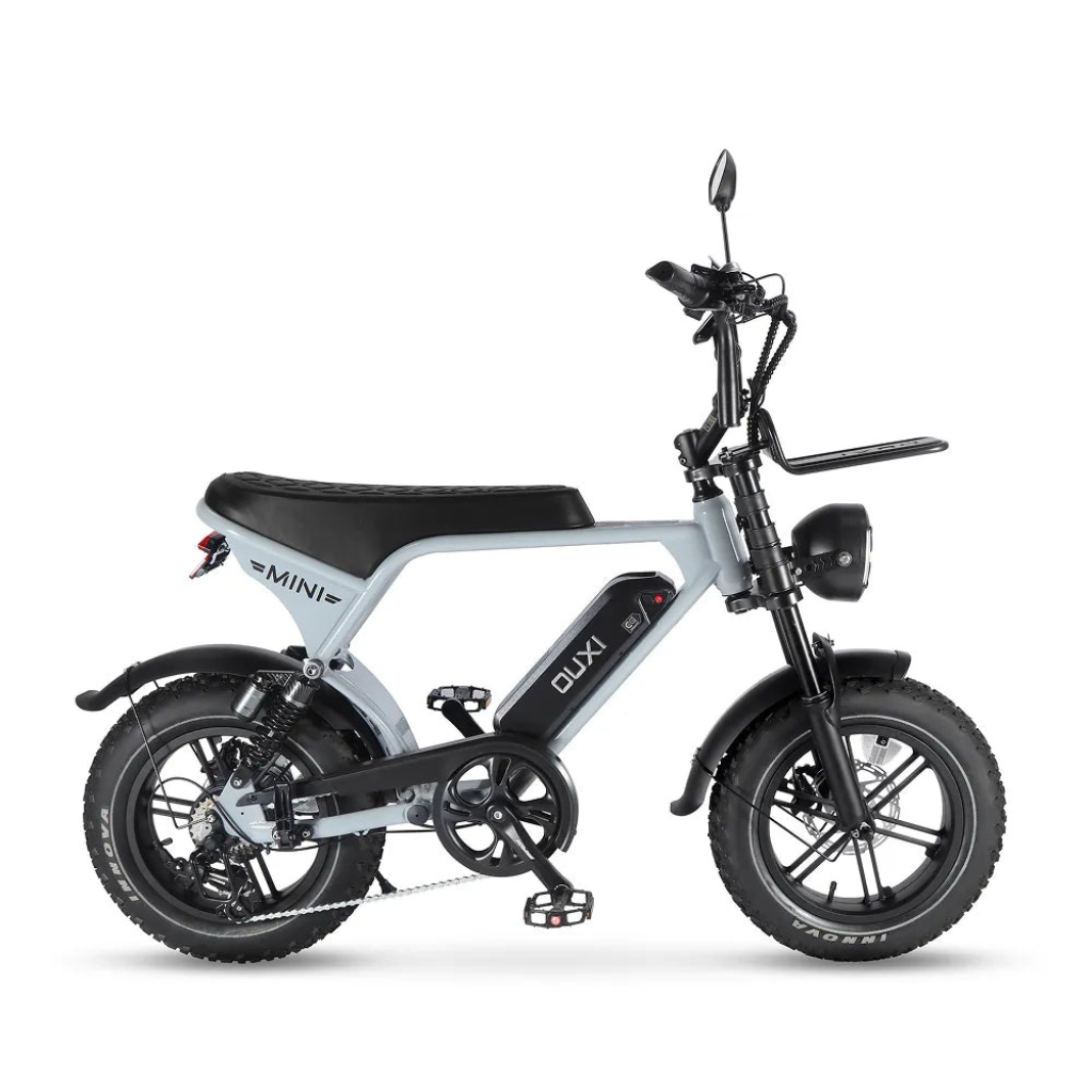 OUXI V8 Ultra Mini - Hellgrau (inkl. Fußstützen, Frontgepäckträger & Alarmanlage)