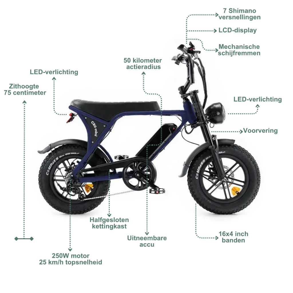 OUXI C80 Mini - Dunkelblau (inkl. Fußstützen &amp; Alarm)