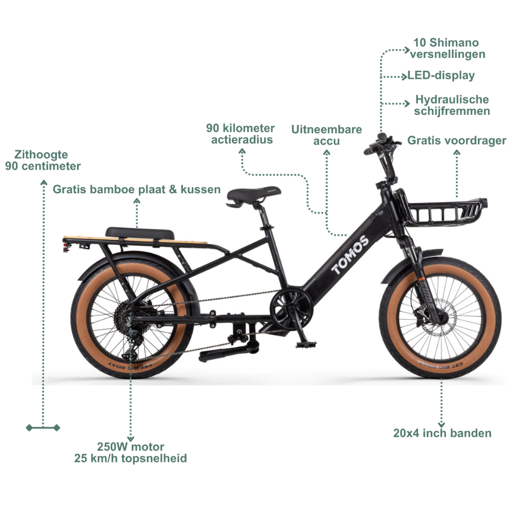 TOMOS E-Cargo Fat 2 Longtail | Glänzend Schwarz